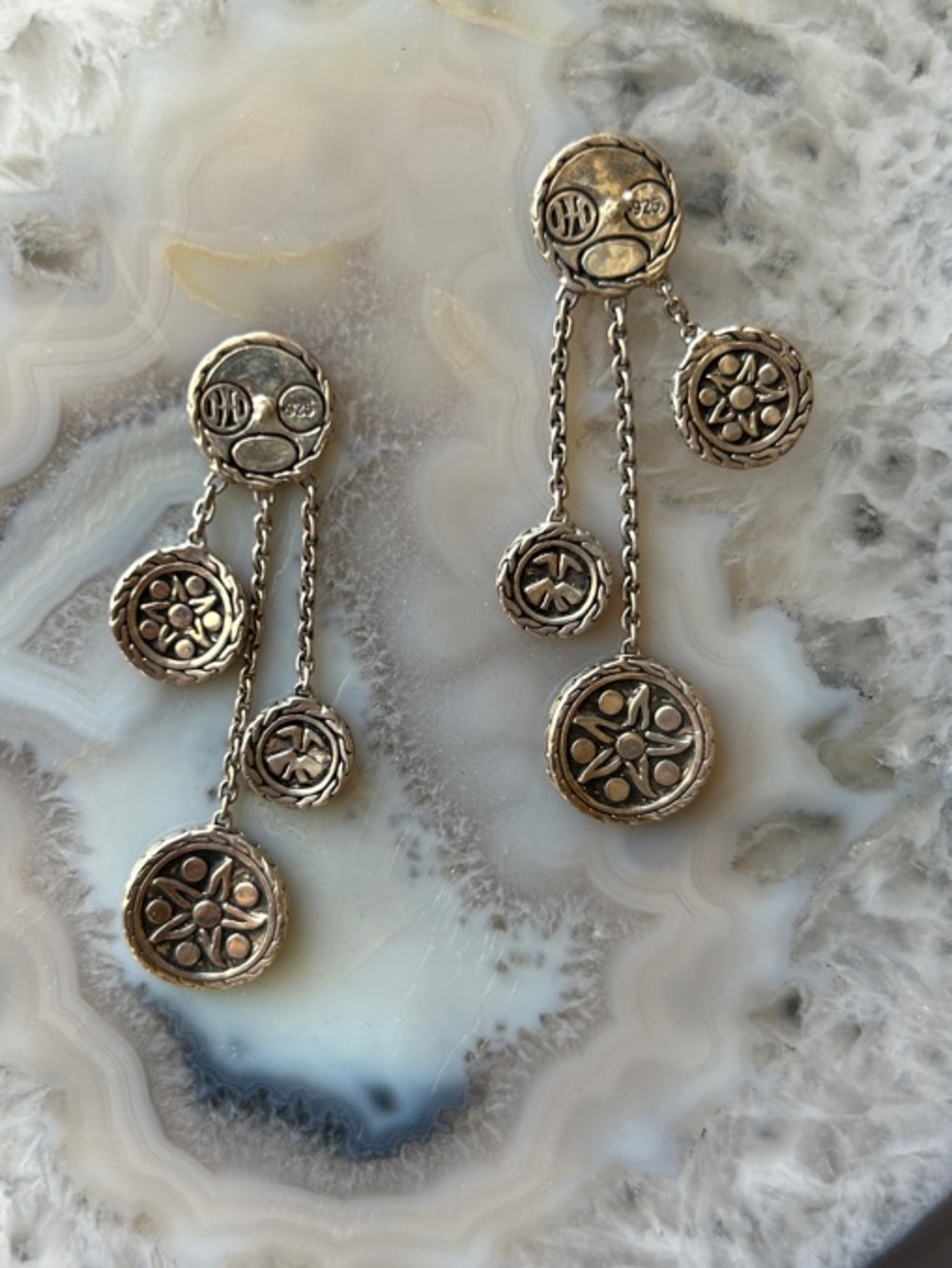 John Hardy Silver Multi-Drop Circle Earrings - Picture 4 of 8